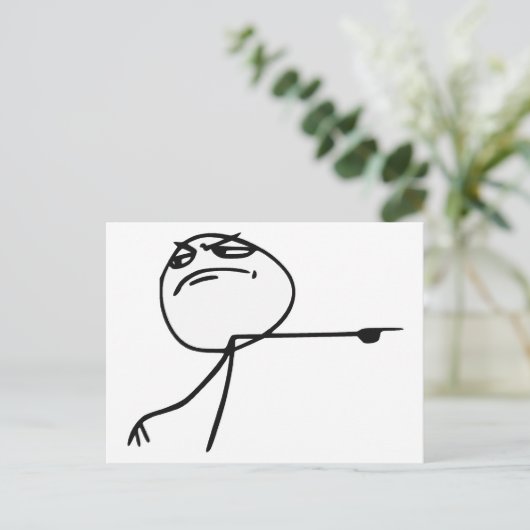 GTFO haalt Guy Rage Face Comee Meme uit Briefkaart (Staand voorkant)