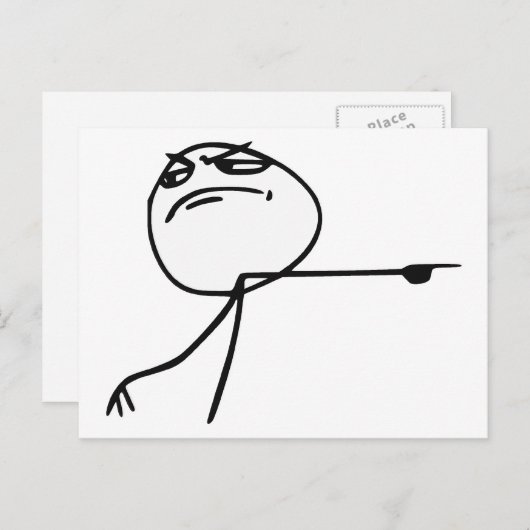GTFO haalt Guy Rage Face Comee Meme uit Briefkaart (Voorkant / Achterkant)