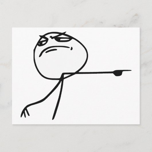GTFO haalt Guy Rage Face Comee Meme uit Briefkaart (Voorkant)
