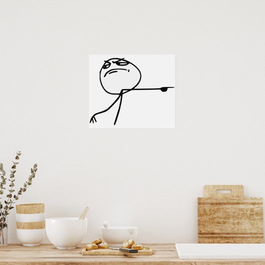 GTFO haalt Guy Rage Face Comee Meme uit Poster (Keuken)