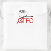 GTFO komt uit Guy Rage Face Comee Meme Ronde Sticker (Tas)