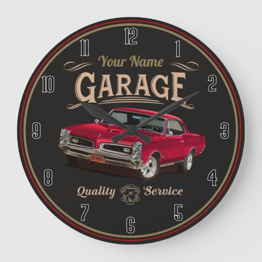 GTO Classic Car Garage Large Clock Grote Klok (Voorkant)