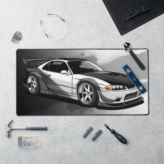 GTO Racing Car, Modern Slank zwart en wit Bureaumat (Werkstation)