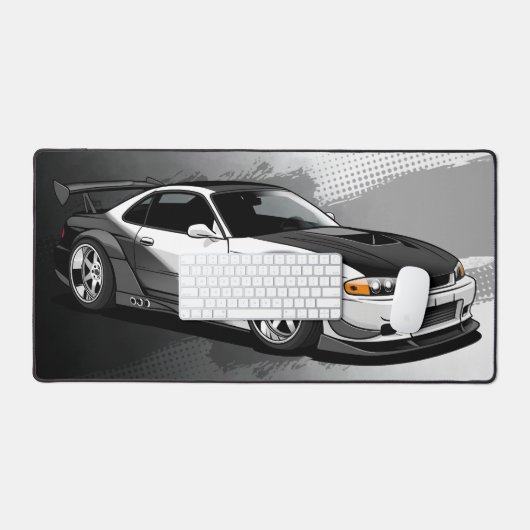 GTO Racing Car, Modern Slank zwart en wit Bureaumat (Keyboard & Muis)