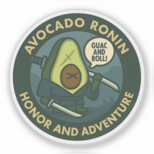 Guac And Roll Samurai Avocado Grafisch Sticker