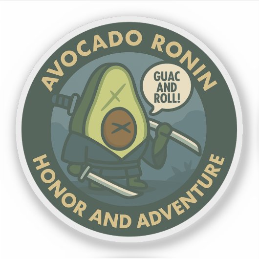 Guac And Roll Samurai Avocado Grafisch Sticker (Voorkant)