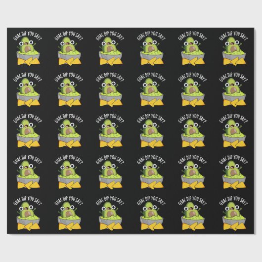 Guac Dip You Say Funny Guacamole Dip Pun Dark BG Cadeaupapier (Vlak)