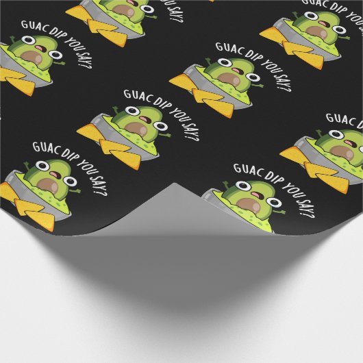 Guac Dip You Say Funny Guacamole Dip Pun Dark BG Cadeaupapier (Hoek)