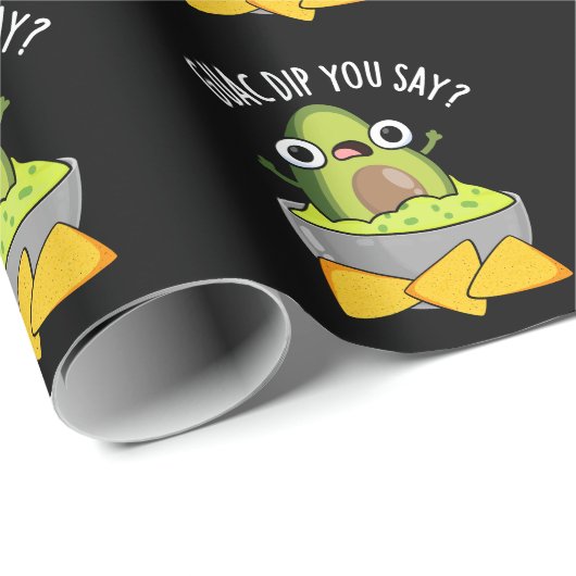 Guac Dip You Say Funny Guacamole Dip Pun Dark BG Cadeaupapier (Rol Hoek)