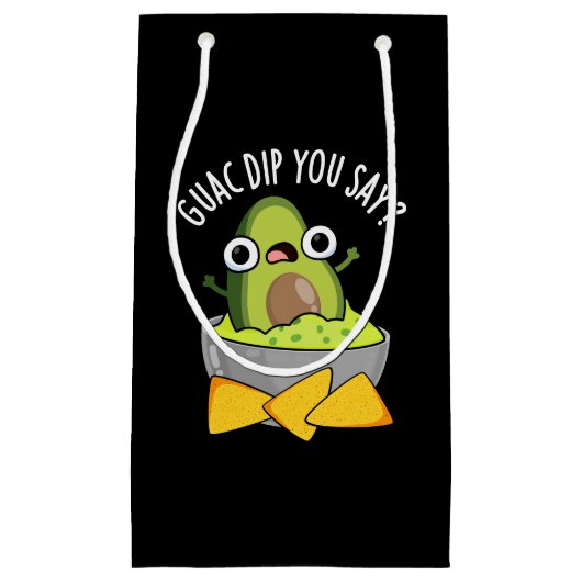 Guac Dip You Say Funny Guacamole Dip Pun Dark BG Klein Cadeauzakje (Voorkant)
