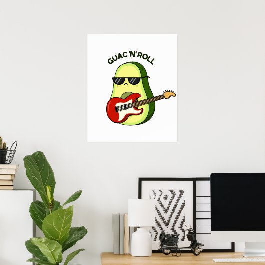 Guac en Roll Cute Rocker Avocado PUn Poster (Thuiskantoor)