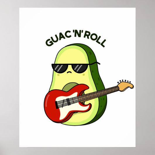 Guac en Roll Cute Rocker Avocado PUn Poster (Voorkant)
