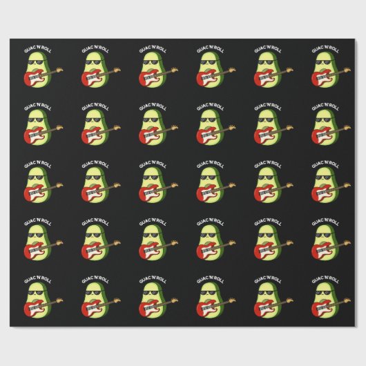 Guac En Roll Grappige Avocado Pun Donker BG Cadeaupapier (Vlak)