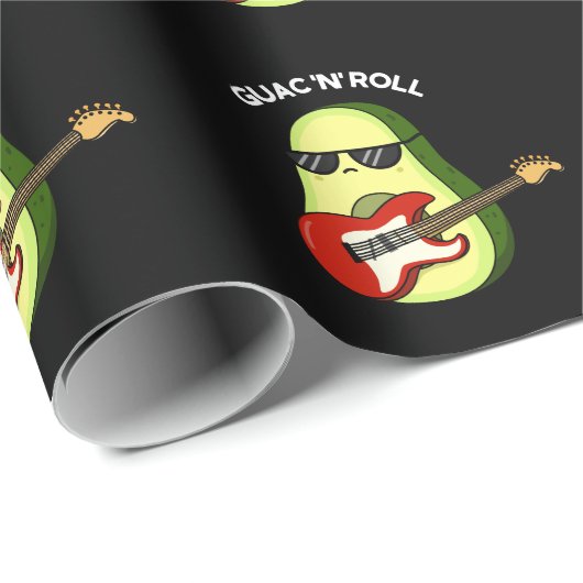 Guac En Roll Grappige Avocado Pun Donker BG Cadeaupapier (Rol Hoek)