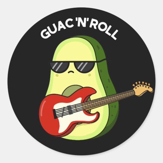 Guac En Roll Grappige Avocado Pun Donker BG Ronde Sticker (Voorkant)