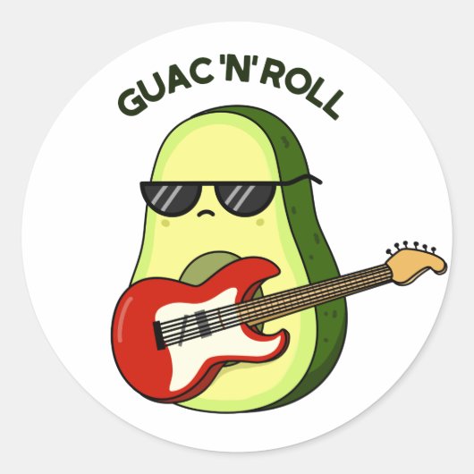 Guac en Roll Grappige avocado woordspeling Ronde Sticker (Voorkant)