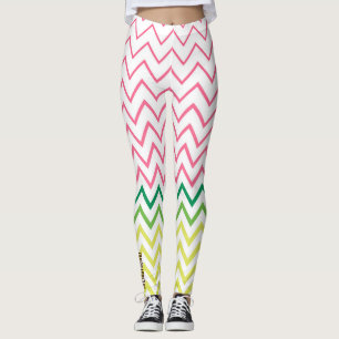 Guac & Glow: Multi-Kleur Chevron Leggings