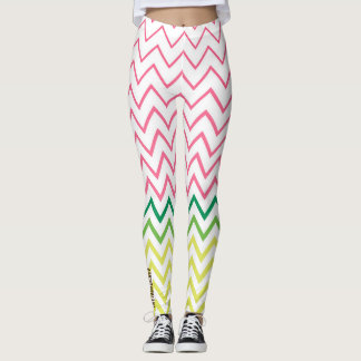 Guac & Glow: Multi-Kleur Chevron Leggings
