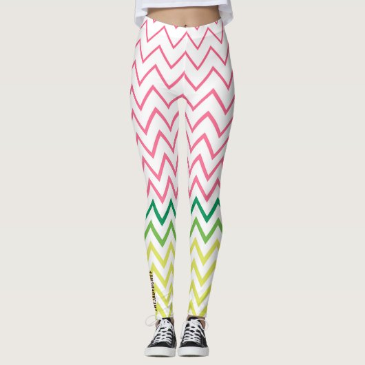 Guac & Glow: Multi-Kleur Chevron Leggings (Voorkant)