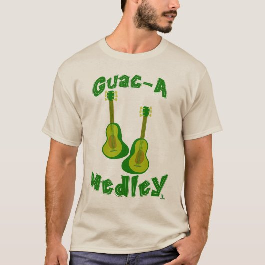 Guac Medley Guacamole Avocado gitaar slogan T-shirt (Voorkant)