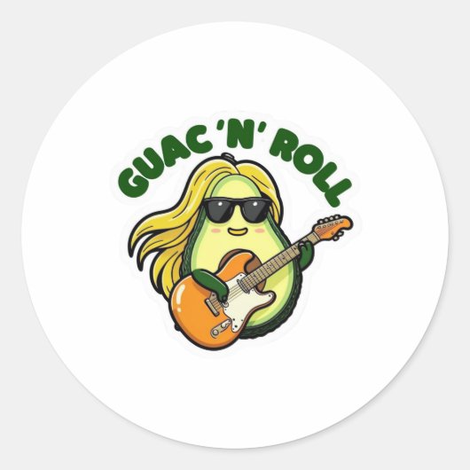 Guac ´n ´Roll Ronde Sticker (Voorkant)