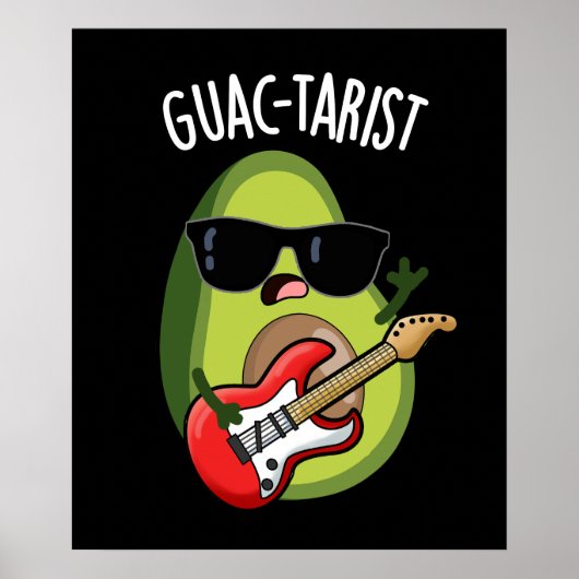 Guac-tarist Funny Avocado Pun Dark BG Poster (Voorkant)