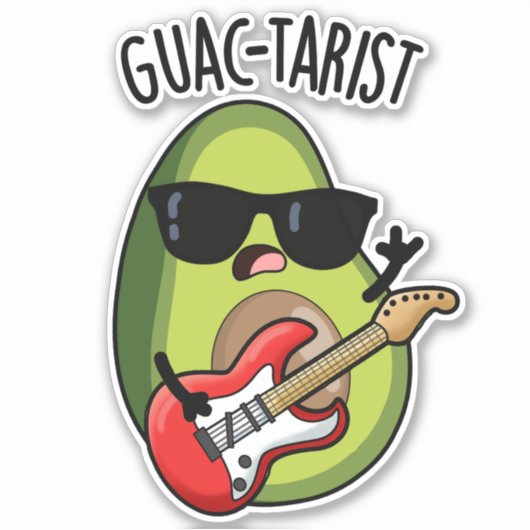 Guac-tarist Funny Avocado Pun Sticker (Voorkant)