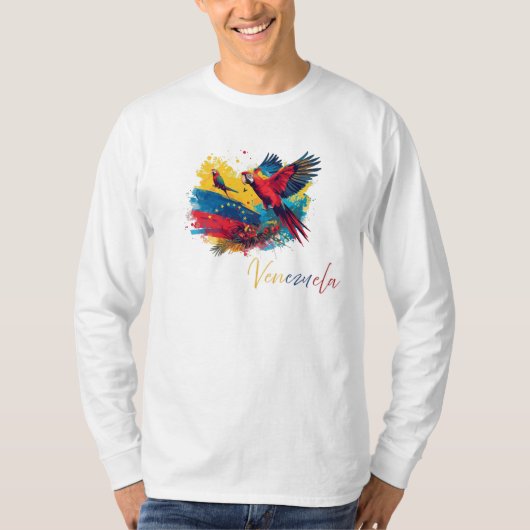 Guacamayas de Venezuela con Bandera  T-shirt (Voorkant)