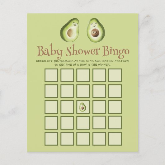 Guacamole Avocado Baby shower Bingo Game (Voorkant)