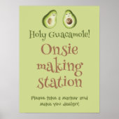 Guacamole Avocado Baby shower Onsie Game Poster (Voorkant)