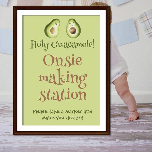 Guacamole Avocado Baby shower Onsie Game Poster