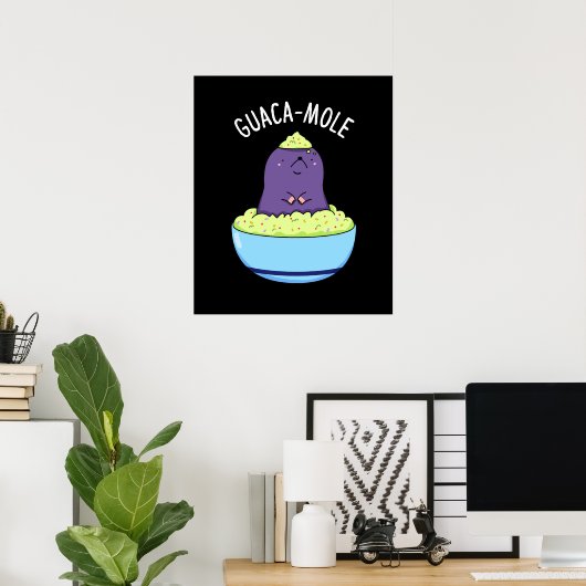 Guacamole Funny Mole in Guacamole dip donker BG Poster (Thuiskantoor)