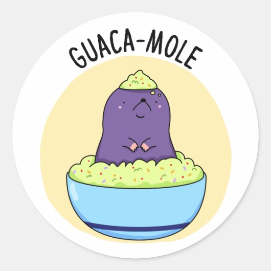 Guacamole Grappige Mol In Guacamole Dip Pun Ronde Sticker (Voorkant)