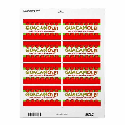 GUACAMOLE Labels voor het aanpassen (Full Sheet)