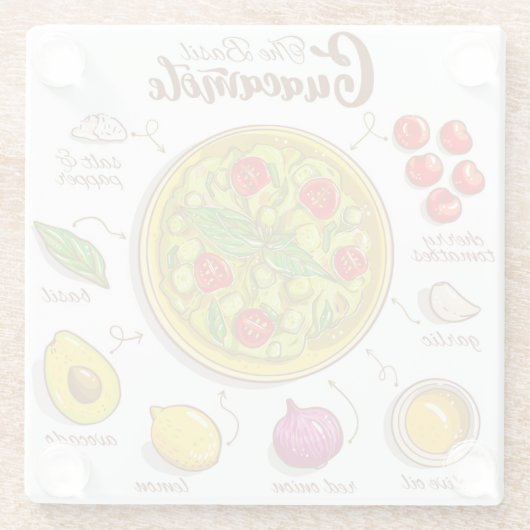 Guacamole Recipe Glass Onderzetter Glazen Onderzetter (Achterkant)