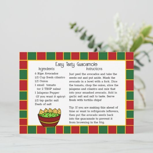 Guacamole Recipe-kaart (Staand voorkant)