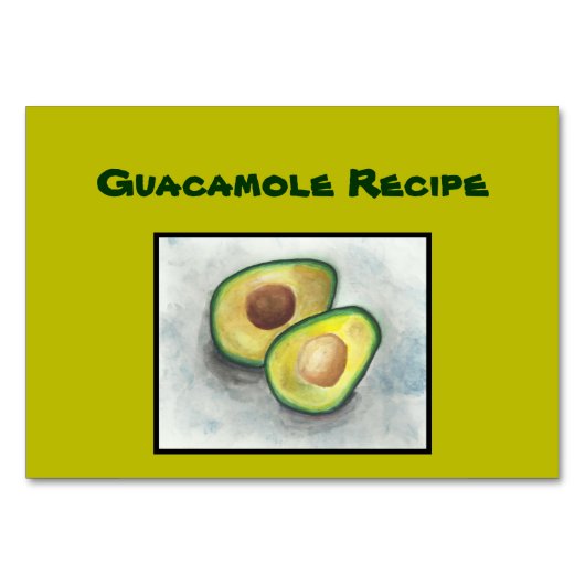 Guacamole Recipe Kaart. Avocado in Waterverf. Kaart (Voorkant)
