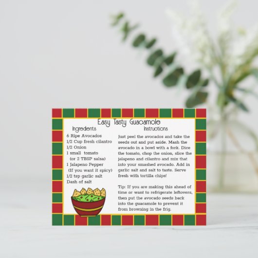 Guacamole Recipe-kaart Briefkaart (Staand voorkant)