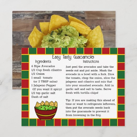 Guacamole Recipe-kaart Briefkaart (Voorkant / Achterkant)