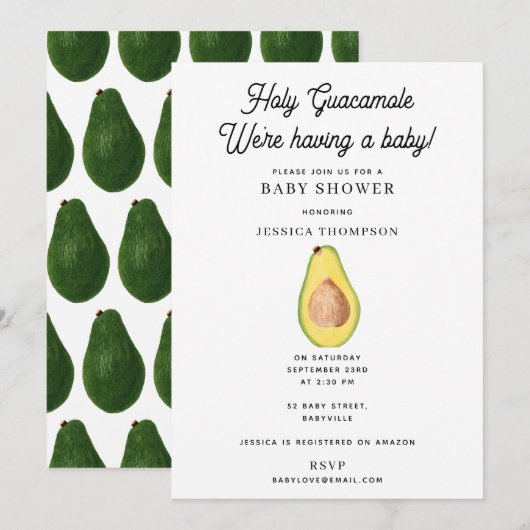Guacamole, we hebben een Baby shower Kaart (Voorkant / Achterkant)