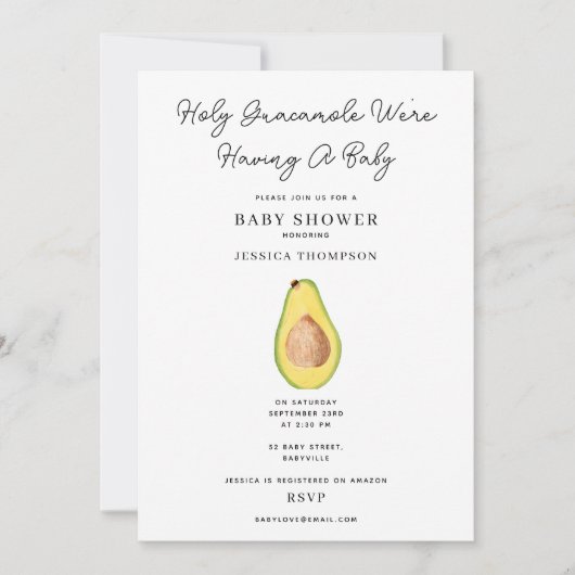 Guacamole, we hebben een Baby shower Kaart (Voorkant)