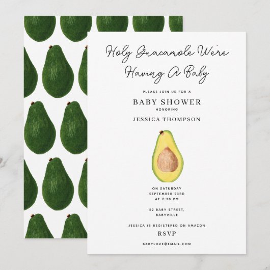 Guacamole, we hebben een Baby shower Kaart (Voorkant / Achterkant)