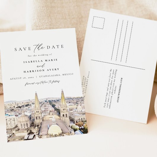 GUADALAJARA MEXICO CITY Skyline Bewaar de datum Briefkaart