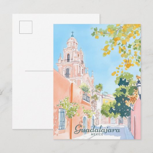 Guadalajara Mexico Gouache Illustratie Reizen Briefkaart (Voorkant / Achterkant)
