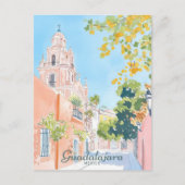 Guadalajara Mexico Gouache Illustratie Reizen Briefkaart (Voorkant)