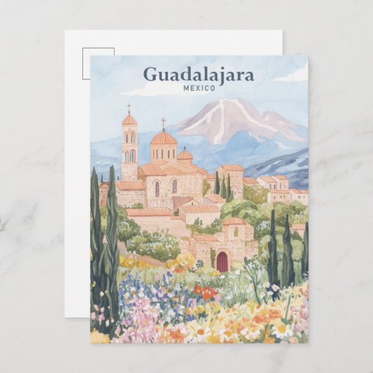 Guadalajara Mexico Gouache Illustratie Reizen Briefkaart (Voorkant / Achterkant)