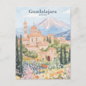 Guadalajara Mexico Gouache Illustratie Reizen Briefkaart (Voorkant)