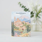 Guadalajara Mexico Gouache Illustratie Reizen Briefkaart (Staand voorkant)