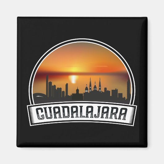 Guadalajara Mexico-Stad Uitzicht Zonsondergang Magneet (Voorkant)