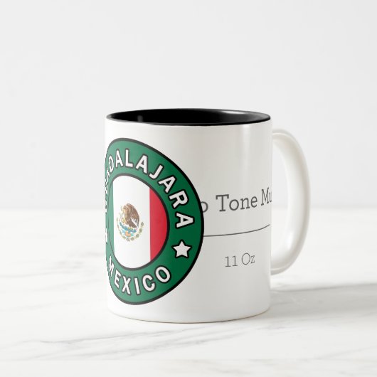 Guadalajara Mexico Tweekleurige Koffiemok (Voorkant rechts)